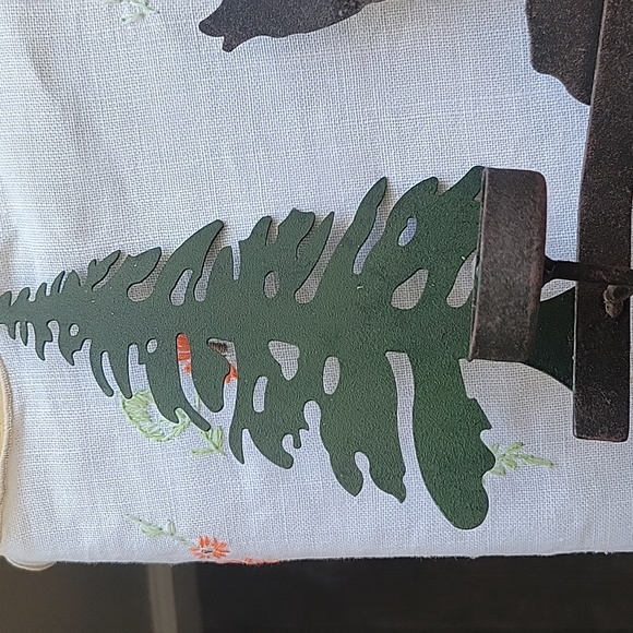 Metal  Pine Trees And Wolf. Dark Green Tree Brown Wolf. Tea Candles Included - Picture 9 of 16